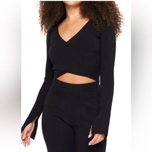Spiritual Gangster Hadley Wrap Crop, XS, Black, NWT